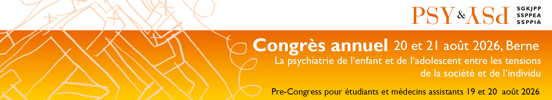 Bannière d'en-tête pour la conférence : Congrès annuel de la SSPPEA 2026. Celle-ci va de 19 août 2026 à 21 août 2026 dans Berne.